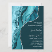 Invitation Mariage de Parties scintillant d'argent Turquoise  (Devant)