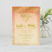 Invitation Mariage de Parties scintillant de l'Apricot et de  (Debout devant)