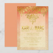 Invitation Mariage de Parties scintillant de l'Apricot et de  (Devant / Derrière)