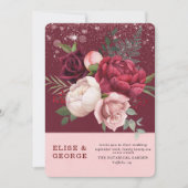 Invitation Mariage de Parties scintillant de luxe Burgundy Bl (Devant)