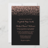 Invitation Mariage de Parties scintillant de Rose noir modern (Devant)