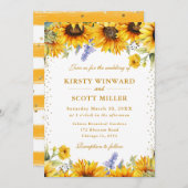 Invitation Mariage de Parties scintillant d'or et de tourneso (Devant / Derrière)