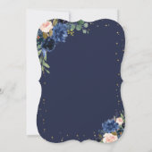 Invitation Mariage de Parties scintillant d'or floral bleu ma (Dos)