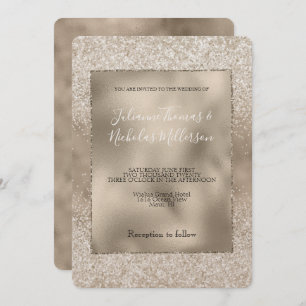 Invitation Mariage de Parties scintillant dorée blanc Champag