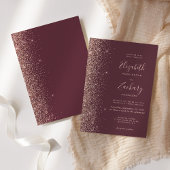 Invitation Mariage de Parties scintillant dorée Rose foncé mo