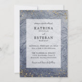 Invitation Mariage de Parties scintillant Dusty Blue Gold (Devant)