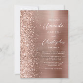 Invitation Mariage de Parties scintillant en métal brossé ros (Devant)