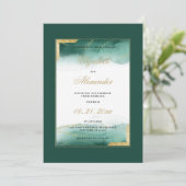 Invitation Mariage de parties scintillant en or blanc vert fo (Debout devant)
