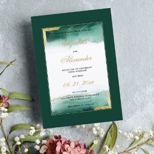 Invitation Mariage de parties scintillant en or blanc vert fo
