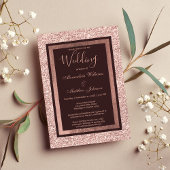Invitation Mariage de parties scintillant en or bordeaux rose