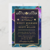 Invitation Mariage de parties scintillant en or et en agate r (Devant)