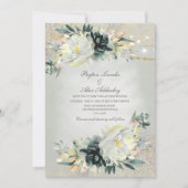 Invitation Mariage de Parties scintillant Florale blanc vert (Devant)