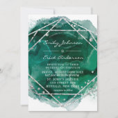 Invitation Mariage de Parties scintillant géométrique Emerald (Devant)