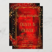 Invitation Mariage de Parties scintillant géométrique en or r (Devant / Derrière)