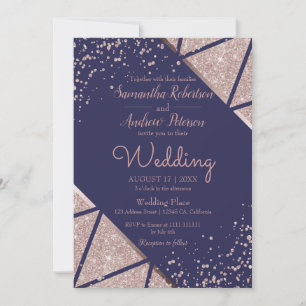 Invitation Mariage de Parties scintillant Gold Confetti Rose
