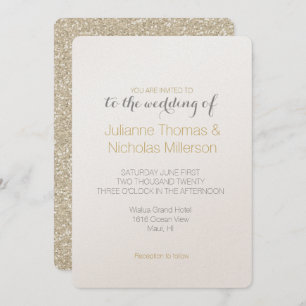 Invitation Mariage de Parties scintillant Gold Sparkle Faux