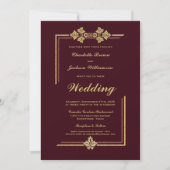 Invitation Mariage de Parties scintillant moderne de Bourgogn (Devant)