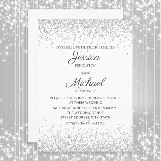 Invitation Mariage de Parties scintillant moderne Elegant Bla