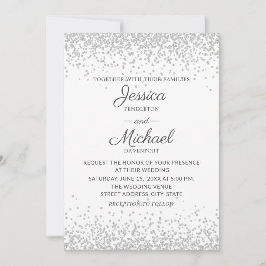 Invitation Mariage de Parties scintillant moderne Elegant Bla (Devant)