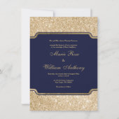 Invitation Mariage de parties scintillant moderne marine bleu (Devant)