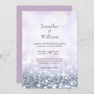 Invitation Mariage de Parties scintillant moderne Silver Purp