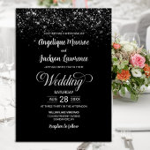 Invitation Mariage de Parties scintillant noir