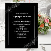 Invitation Mariage de Parties scintillant noir chic