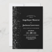 Invitation Mariage de Parties scintillant noir moderne tout e (Devant)