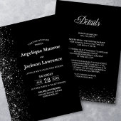 Invitation Mariage de Parties scintillant noir moderne tout e