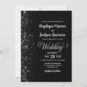 Invitation Mariage de Parties scintillant noire moderne (Devant)