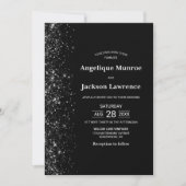 Invitation Mariage de Parties scintillant noire moderne (Devant)