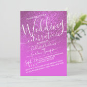 Invitation Mariage de Parties scintillant Ombre rose magenta (Debout devant)