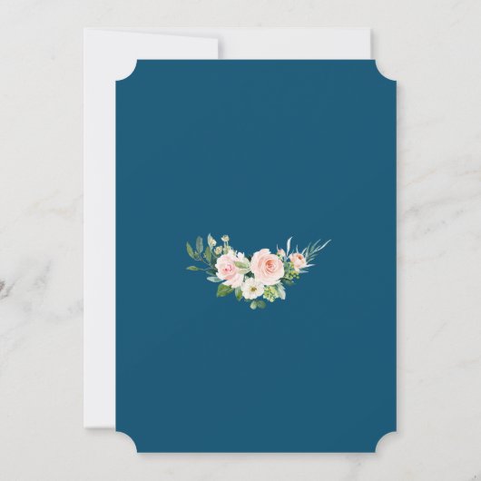 Invitation Mariage de Parties scintillant or aux fleurs blanc (Dos)