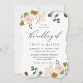 Invitation Mariage de Parties scintillant or flou et blanc (Devant)