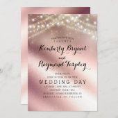 Invitation Mariage de Parties scintillant or rose et feux de  (Devant / Derrière)