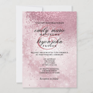 Invitation Mariage de Parties scintillant rose