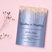 Invitation Mariage de parties scintillant rose en or bleu cla