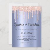 Invitation Mariage de parties scintillant rose en or bleu cla (Devant)