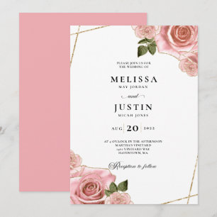 Invitation Mariage de Parties scintillant Rose rose et or