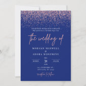 Invitation Mariage de Parties scintillant Royal Blue et Rose  (Devant)