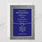 Invitation Mariage de Parties scintillant Royal Blue Silver (Devant)
