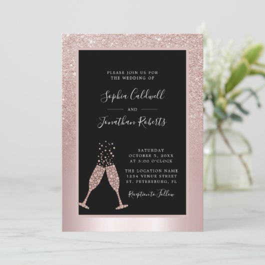 Invitation Mariage de Parties scintillant tout en un toast de (Debout devant)