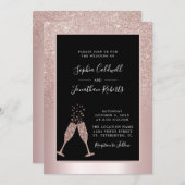 Invitation Mariage de Parties scintillant tout en un toast de (Devant / Derrière)