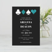 Invitation Mariage de Parties scintillant Turquoise du casino (Debout devant)