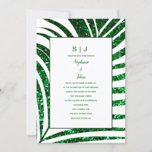 Invitation Mariage de Parties scintillant vert émeraude en fe