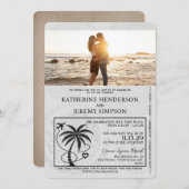 Invitation Mariage de passeport beige Cancun (Devant / Derrière)