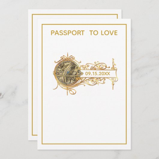 Invitation Mariage de passeport blanc moderne (Devant / Derrière)