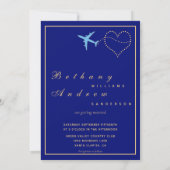 Invitation Mariage de passeport bleu moderne (Dos)