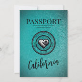 Invitation Mariage de passeport de Californie turquoise (Dos)