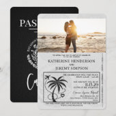 Invitation Mariage de passeport de Cancun noir (Devant / Derrière)
